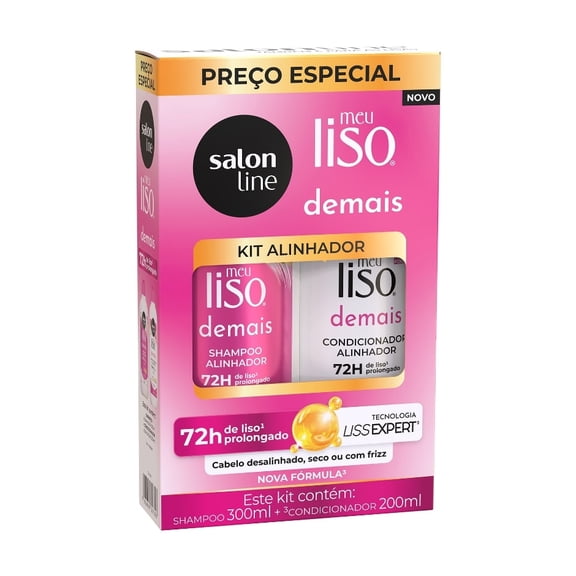 Salon Line - Linha Meu Liso (Demais) - Kit Shampoo 300 Ml e Condicionador 200 Ml Alinhador - (My Straight (Too Much) Collection - Set with Aligner Shampoo 10.14 Fl Oz and Conditioner 6.76 Fl oz)