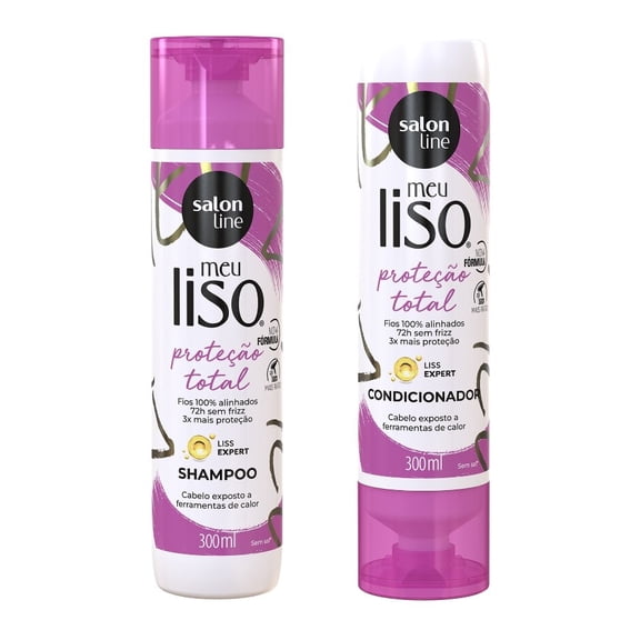 Salon Line - Linha Meu Liso (Protecao Total) - Kit Shampoo e Condicionador (2 x 300 Ml) - (My Straight (Total Protection) Collection - Shampoo and Conditioner Kit (2 x 10.14 Fl Oz))