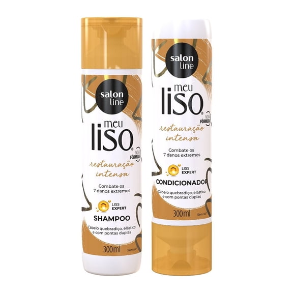 Salon Line - Linha Meu Liso (Restauracao Intensa) - Kit Shampoo e Condicionador (2 x 300 Ml) - (My Straight (Intense Repair) Collection - Shampoo and Conditioner Kit (2 x 10.14 Fl Oz))