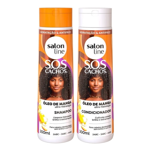Salon Line - Linha SOS Cachos (Oleo de Manga) - Kit Shampoo e Condicionador (2 x 300 Ml) - (SOS Curls (Mango Oil) Collection - Shampoo and Conditioner Set (2 x 10.14 Fl Oz))