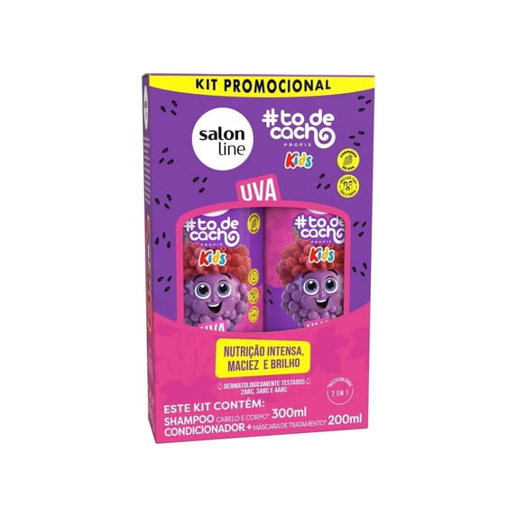 Salon Line - Linha #ToDeCacho (Kids) - Kit Shampoo 300 Ml e Condicionador 200 Ml Uva - (#ImWithCurls (Kids) Collection - Set with Grape Shampoo 10.14 Fl Oz and Conditioner 6.76 Fl oz)