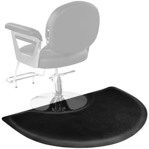 Salon Mat for Hair Stylist, 3 x 4 FT Semi-Circle Salon Chair Mat, 1/2-inch Thickened Anti Fatigue Barber Shop Floor Mat with Round Cut Out, Easy-to-Clean PVC Surface & Anti-Trip Beveled Edges
