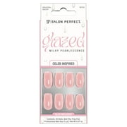 Salon Perfect Artificial Fake Press On Nails, 255 Glazed, Peach, Short Squoval, File, Glue, and Prep Pad Included, 30 Nails