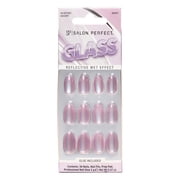 Salon Perfect Artificial Fake Press On Nails, 382 Glass Violet, Short Almond, File, Glue, and Prep Pad Included, 30 Nails