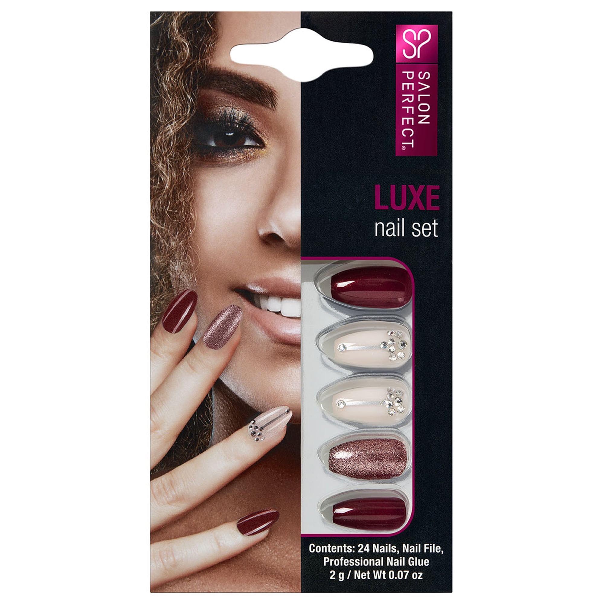 Salon Perfect Artificial Nails, Burgandy and Nude Gem