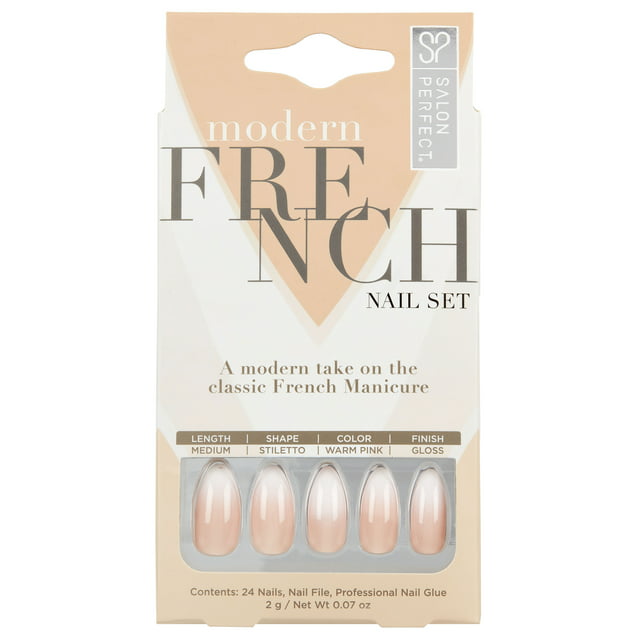 Salon Perfect Artificial Nails, Modern French White Ombre Tip, 24 Nails ...