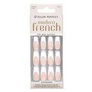 Salon Perfect Artificial Fake Press On Nails, 156 Modern French, Long Square, File, Glue, and Prep Pad, 30 Nails