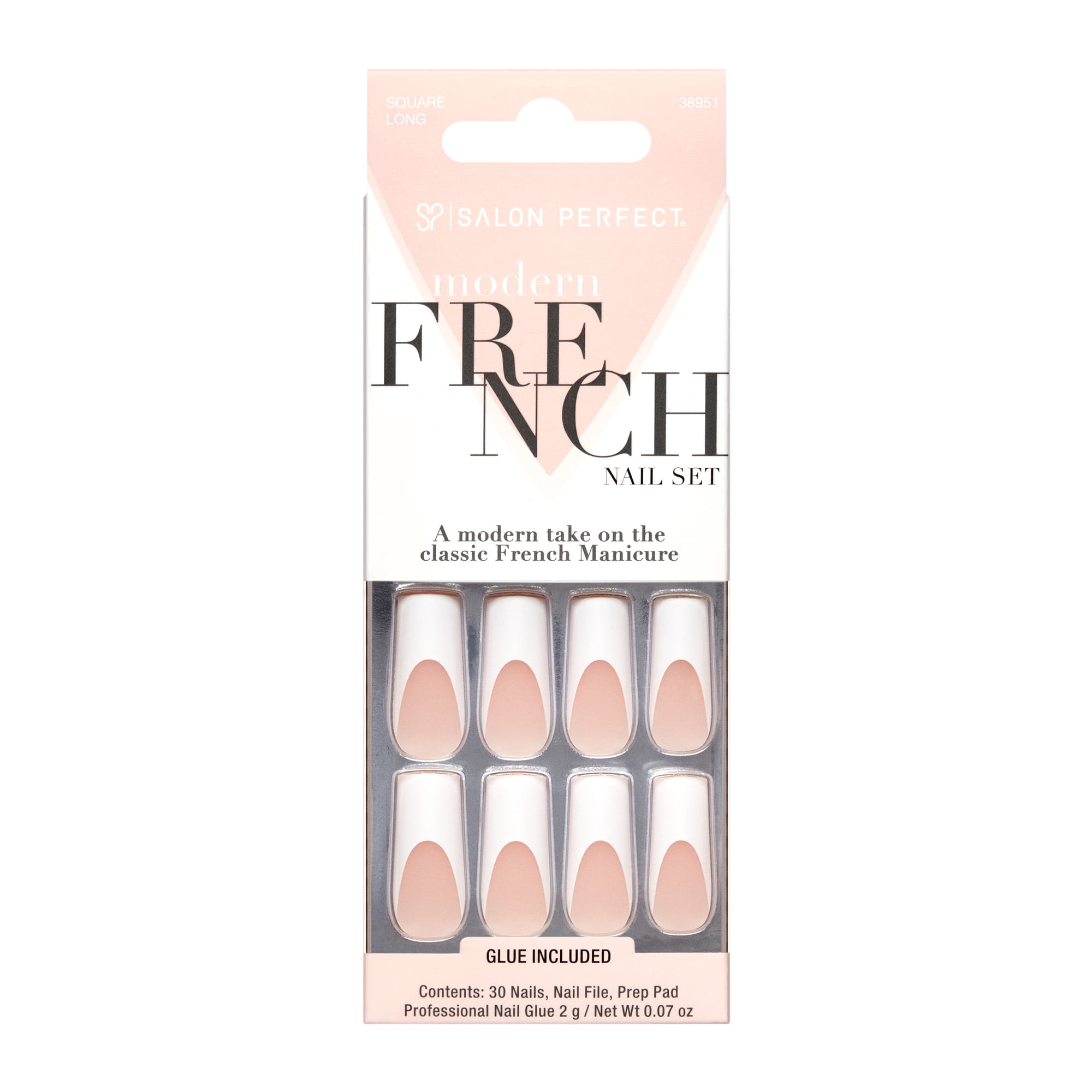Salon Perfect Artificial Fake Press On Nails, 156 Modern French, Long ...