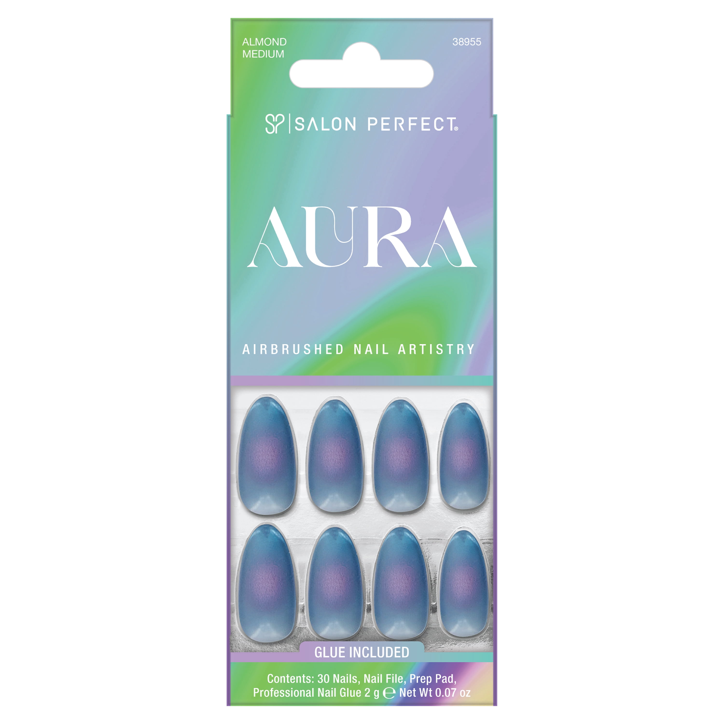 Salon Perfect Artificial Press-on Nails, 195 Aura Jelly Blue Purple