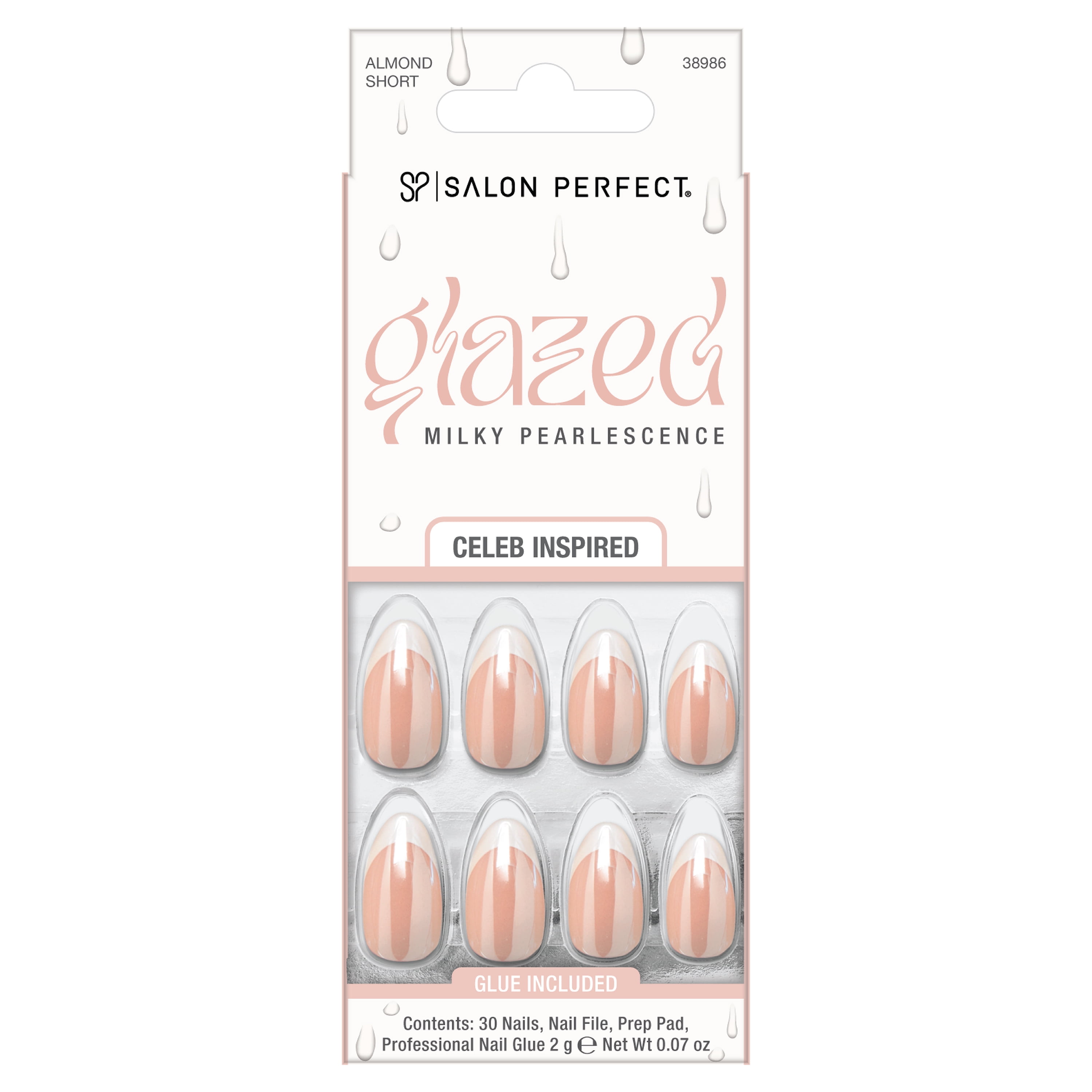Salon Perfect Artificial Press On Nails, 250 Glazed French