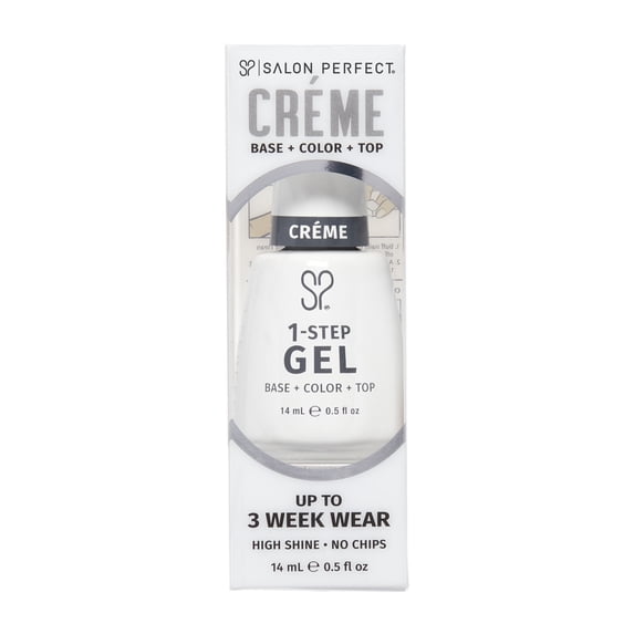 Salon Perfect Crème One Step Gel, Pillow Talk, White Nail Polish, 0.5 fl oz