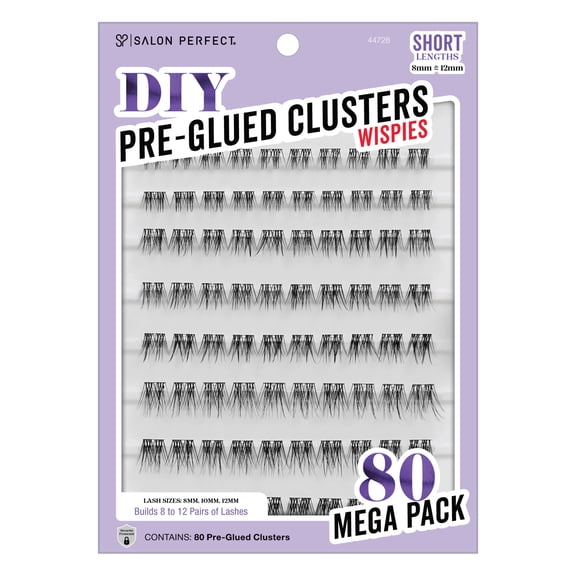 Salon Perfect DIY Wispies Pre-Glued Clusters 80pc Short Lengths