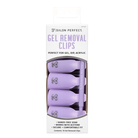 Salon Perfect Gel Nail Polish Remover Soak Off Clips with Double Ended Plastic Cuticle Pusher, Reusable, 11 Pieces