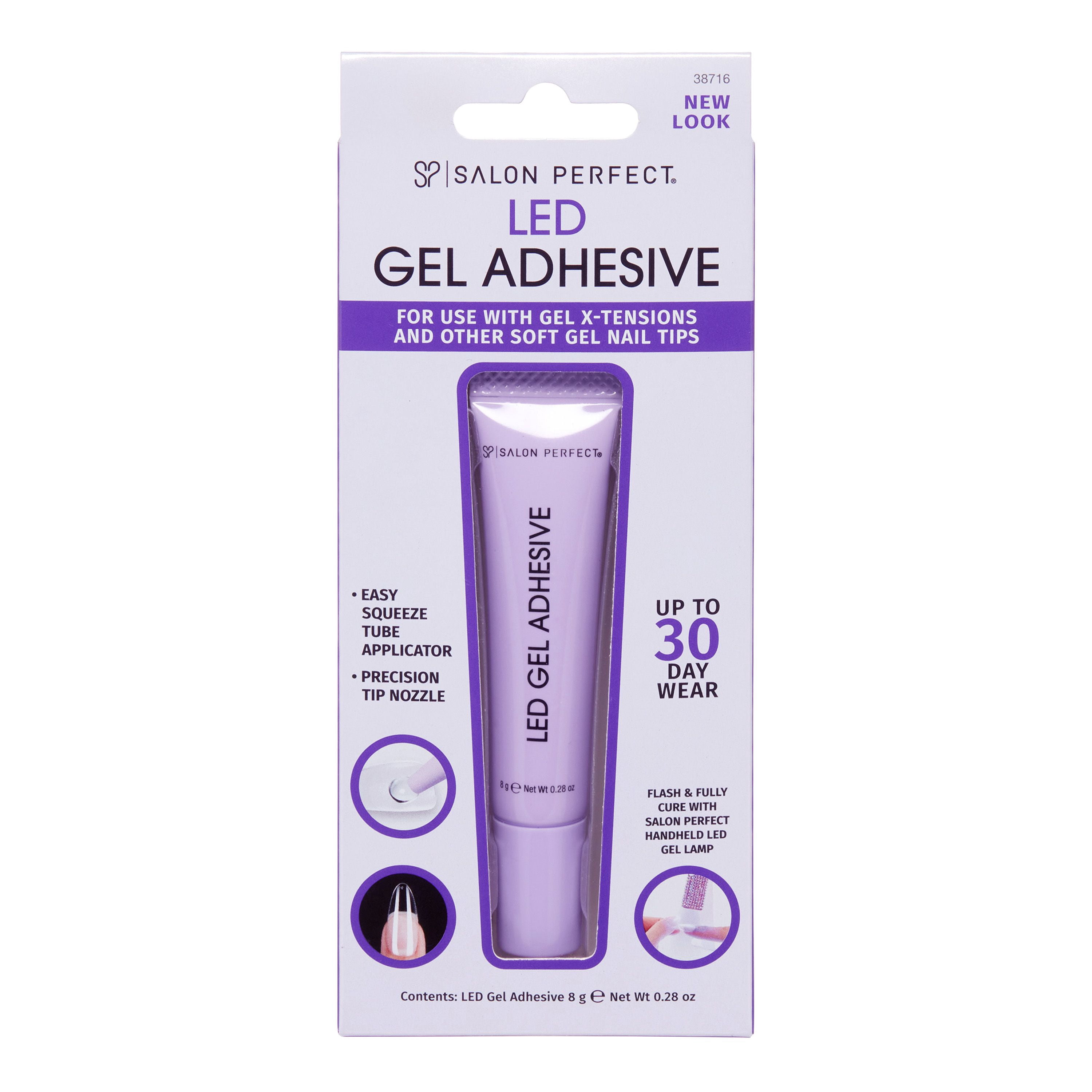 Salon Perfect UV/LED Gel Adhesive Glue for Soft Gel Nail Tips, Nail Art and Embellishments, 0.28 oz