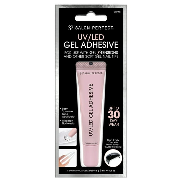 Salon Perfect UV/LED Gel Adhesive Glue for Soft Gel Nail Tips, Nail Art and Embellishments, 0.28 oz