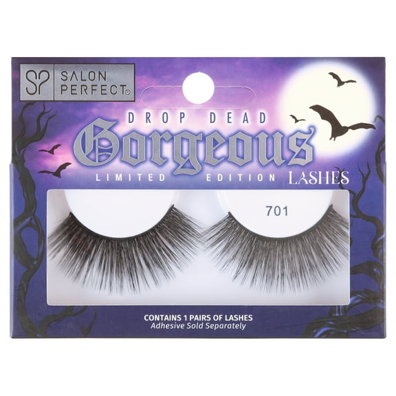 Salon Perfect Halloween False Eyelashes, 701 Black Fake Lashes, 1 Pair