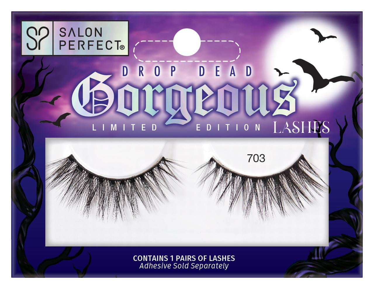 Salon Perfect Halloween False Eyelashes, 703 Black Fake Lashes, 1 pair