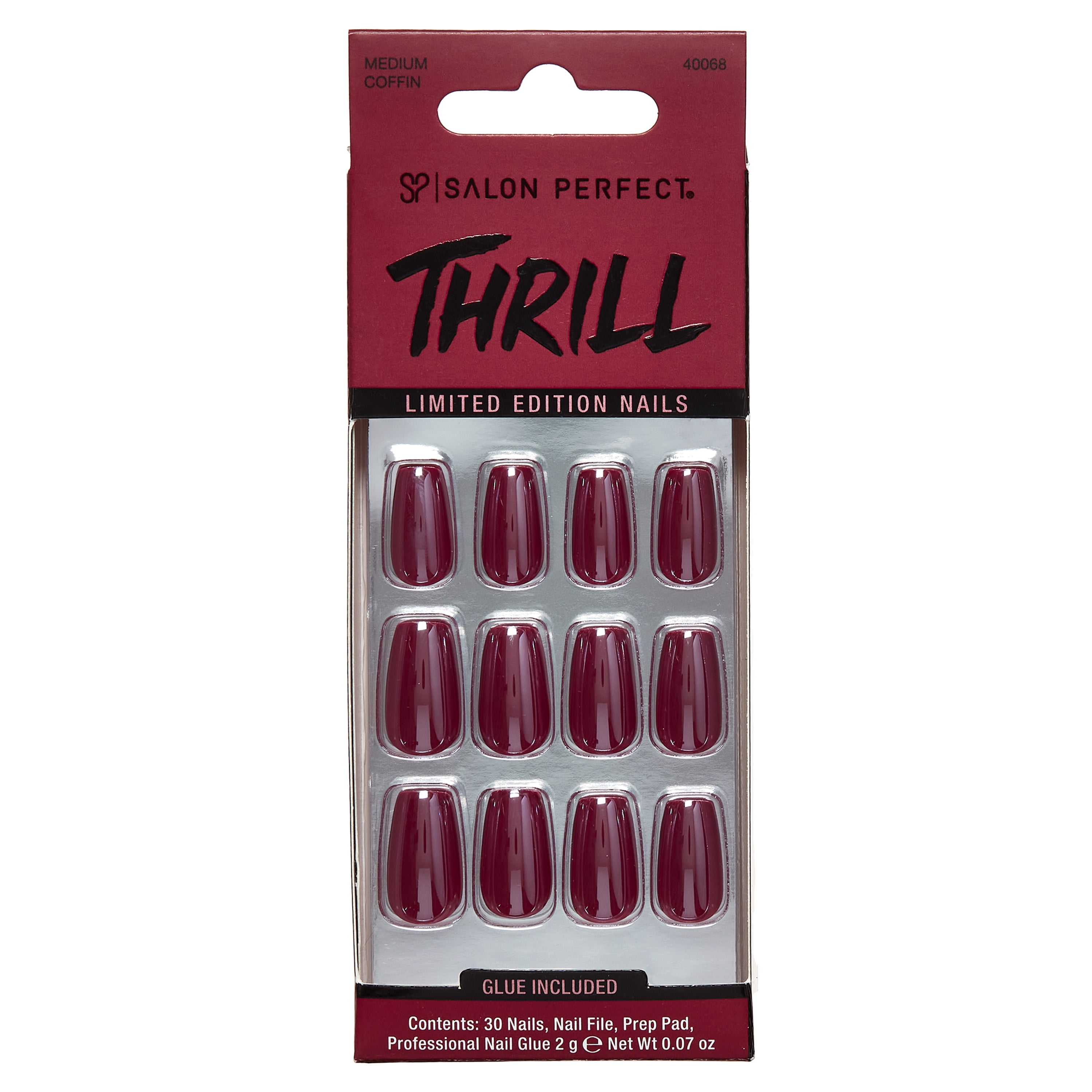 Salon Perfect Halloween Thrill Medium Coffin Press-On Nails with Glue ...