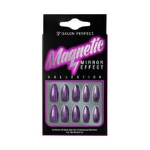 Salon Perfect Magnetic Mirror Effect Press On Nails, Purple Fake Nail Kit , 30 Pieces