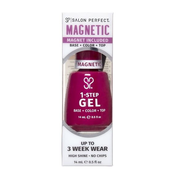 Salon Perfect Magnetic One Step Gel + Magnet Tool, Purple Nail Polish, 0.5 fl oz