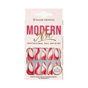 Salon Perfect Modern Art Press on Nails, Red Swirl Fake Nail Kit, 30 Pieces