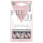 Salon Perfect Modern French Press on Nails, Black Swirl Fake Nail Kit, 30 Pieces