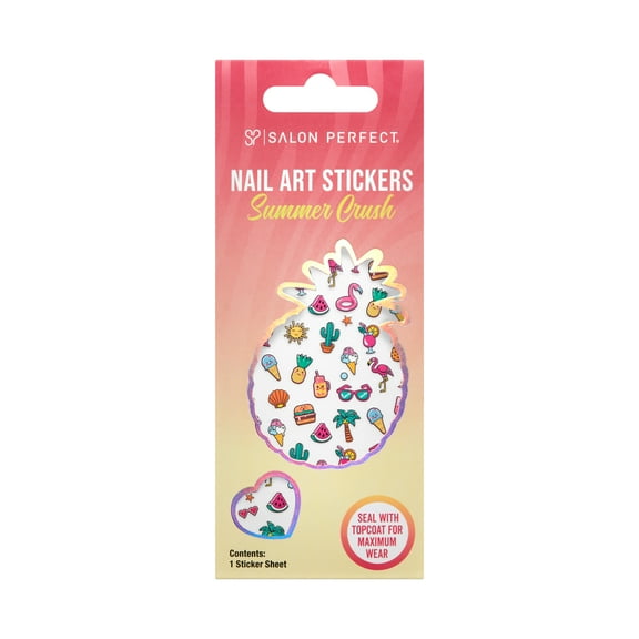 Salon Perfect Nail Art Stickers, Summer Crush, Summertime Design Decals, 1 Sticker Sheet