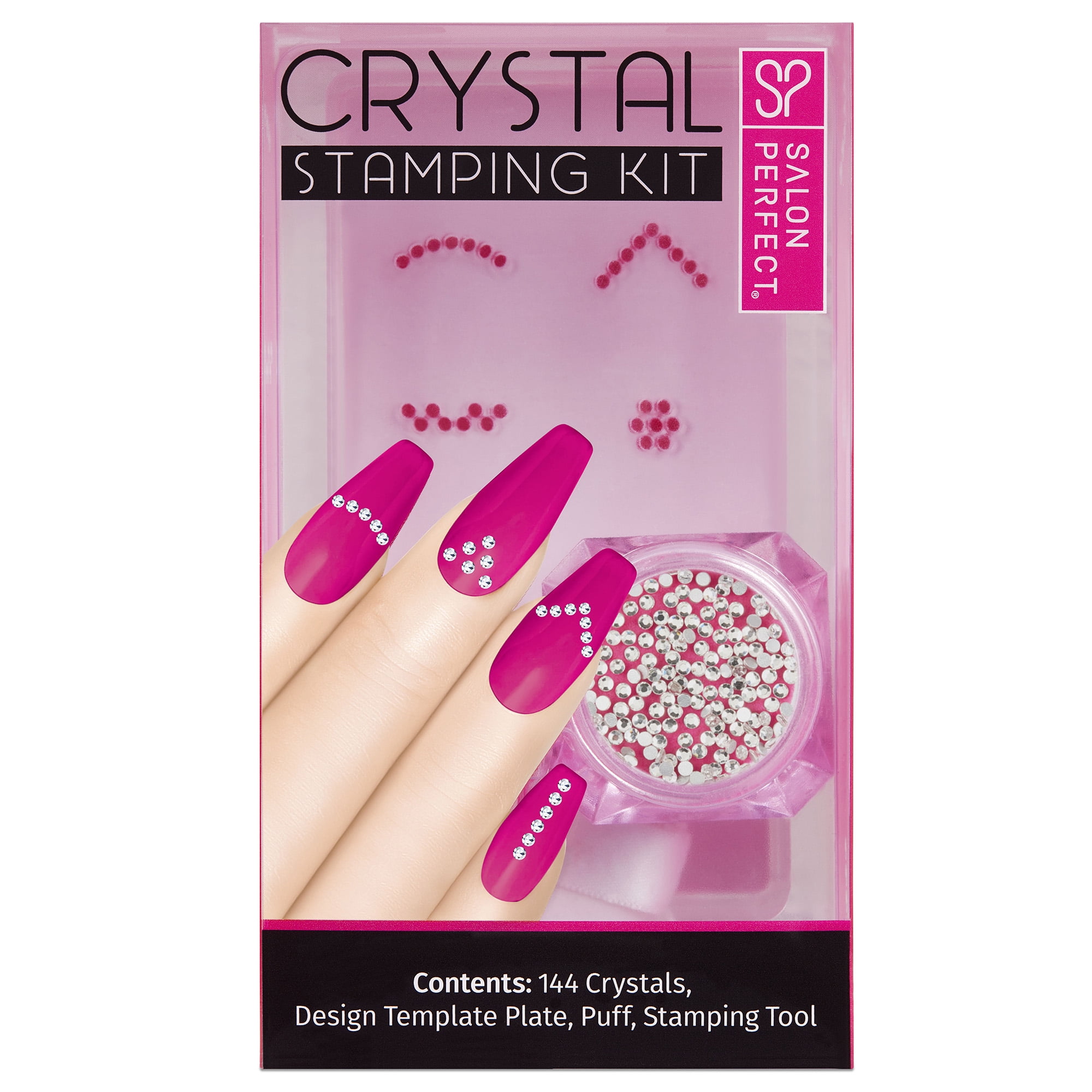 Salon Perfect Nail Polish Crystal Stamping Starter Kit, 144 Crystals