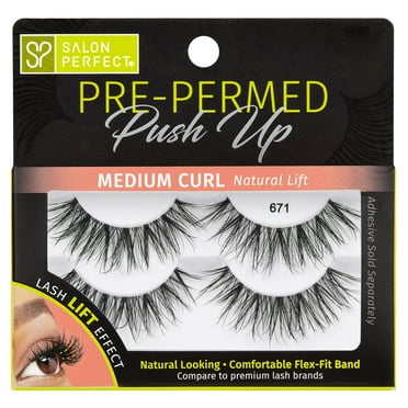 Salon Perfect Pre-Permed Fake Lashes False Eyelashes, 671, Black, 2 Pairs
