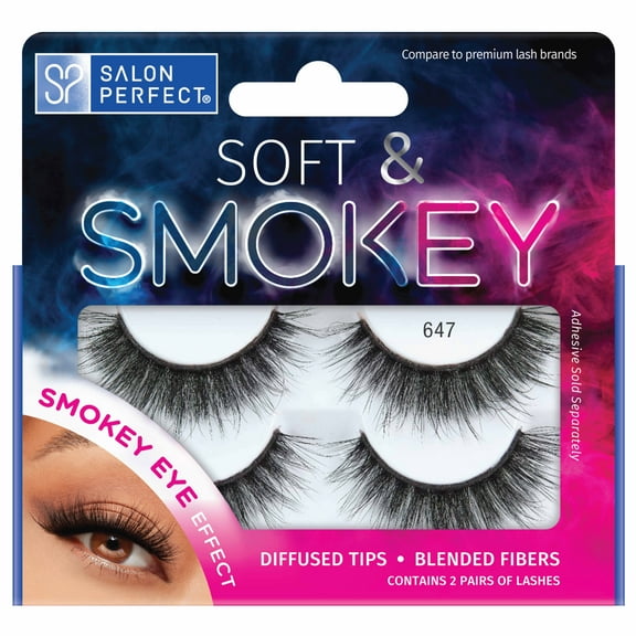 Salon Perfect Soft & Smokey Fake Lashes False Eyelashes, 647, Black, 2 Pairs