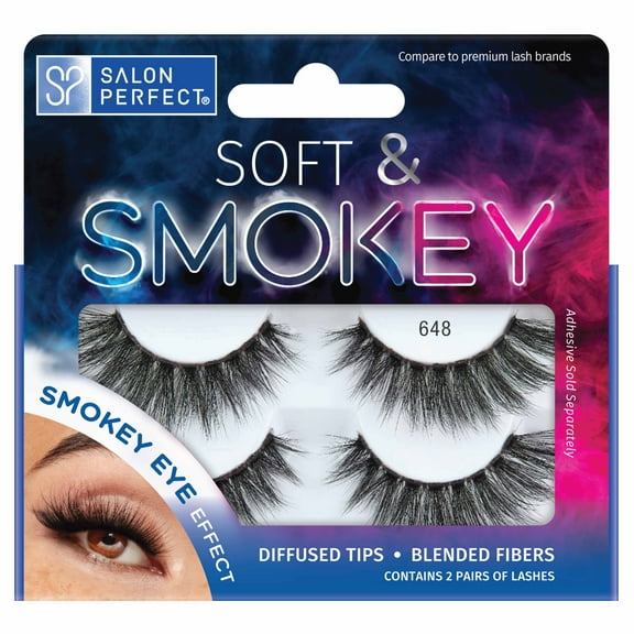 Salon Perfect Soft & Smokey Fake Lashes False Eyelashes, 648, Black, 2 Pairs