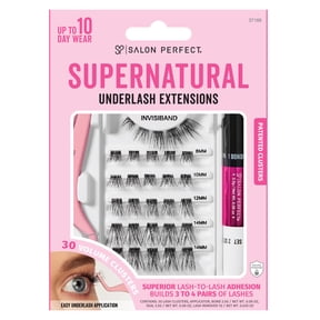 Salon Perfect Supernatural False Underlash Extensions Starter Kit, Fake Eyelashes, Contains 30 Lash Clusters, Applicator, Bond & Seal, and Lash Remover