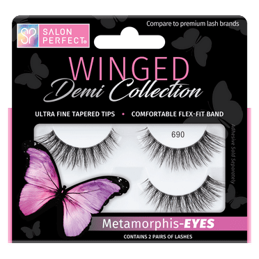 Salon Perfect Winged Fake Lashes False Eyelashes, 690, Black, 2 Pairs