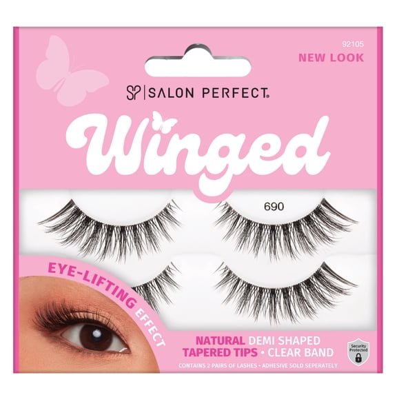 Salon Perfect Winged Fake Lashes False Eyelashes, 690, Black, 2 Pairs