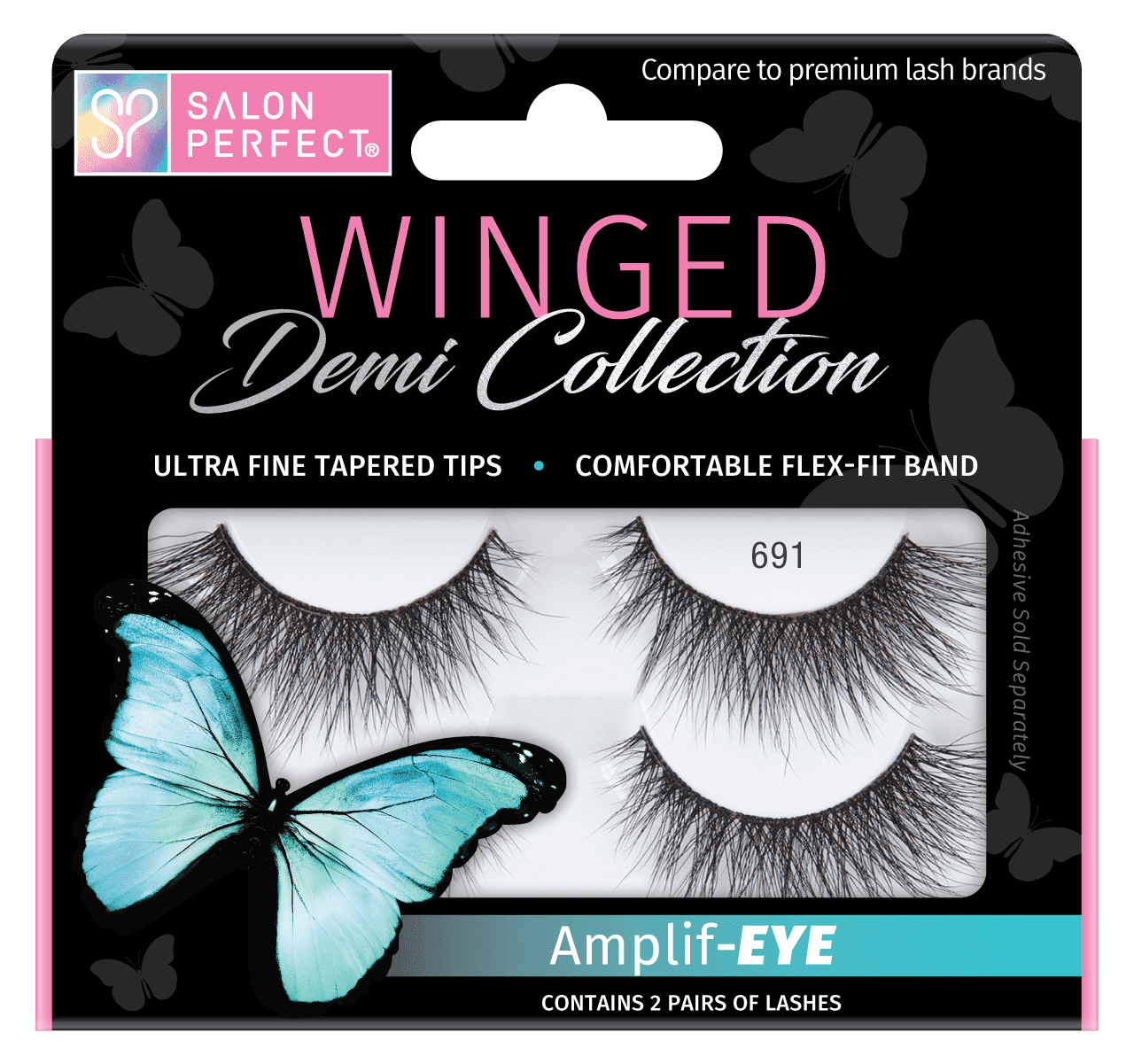 Salon Perfect Winged Lash 691, Black, 2 Pairs