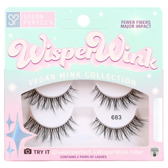 Salon Perfect Wisper Wink 683 Lash, 2 Pairs Black False Eyelashes