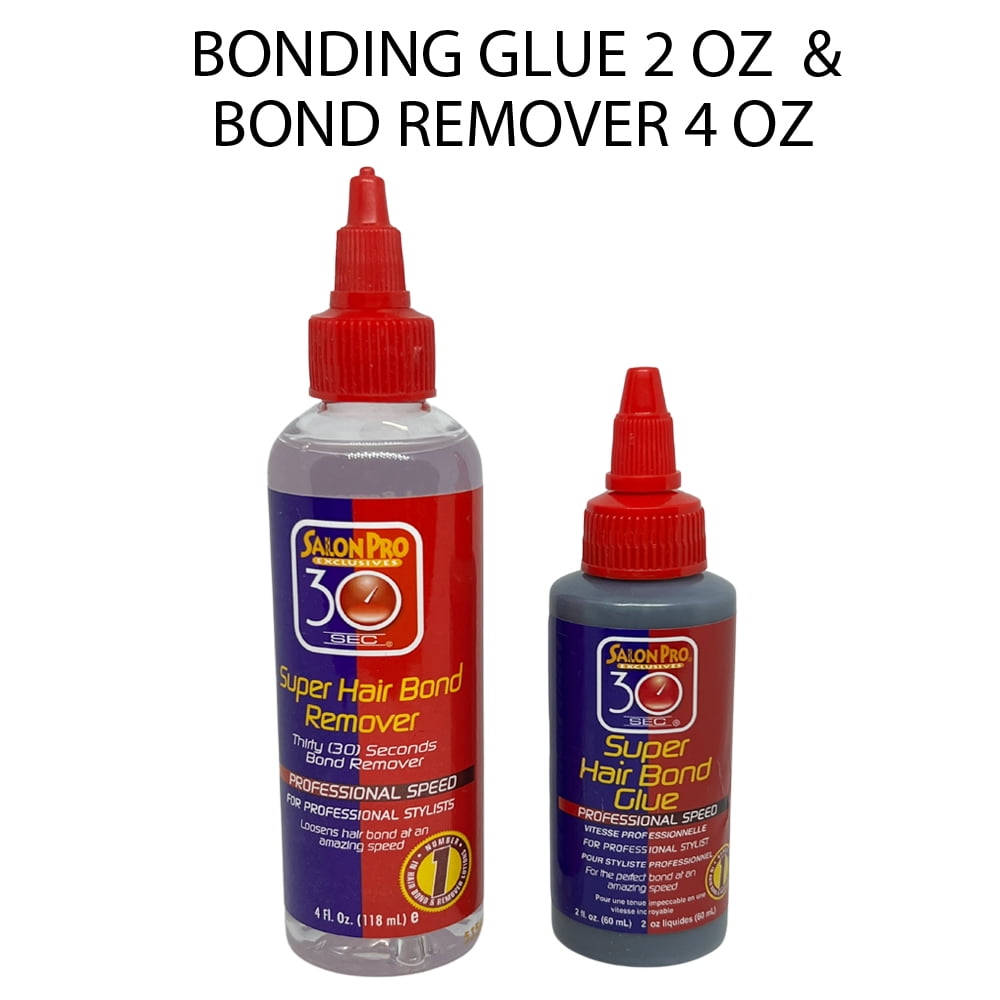 Salon Pro 30 Second Hair Bonding Glue 2 Oz & Hair Bond Remover 4 Oz