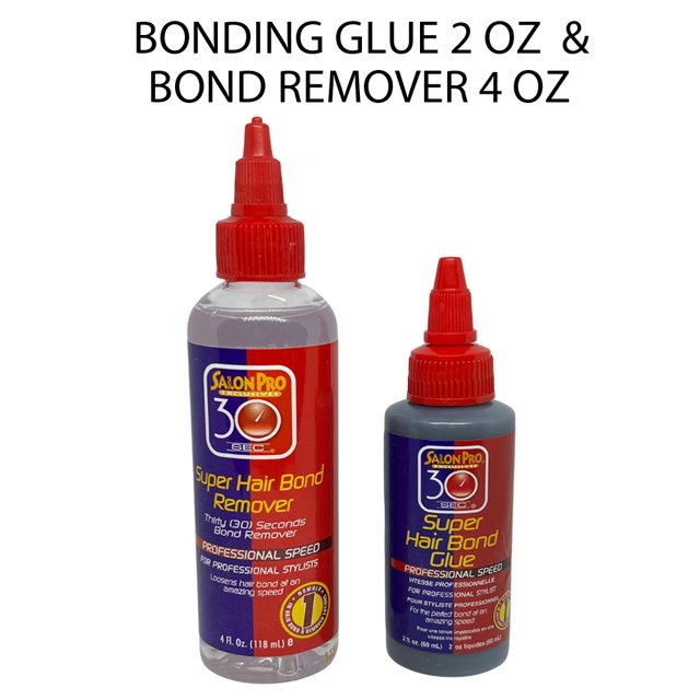 Salon Pro 30 Second Hair Bonding Glue 2 Oz & Hair Bond Remover 4 Oz
