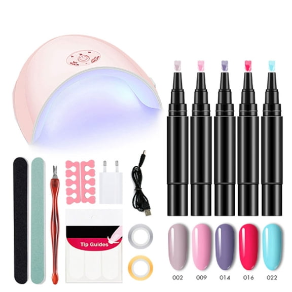 Salon Quality Manicure Set with 5 Color Gel Pen, All-in-One Nail Art Kit for Home Use, Chip-Free Long Lasting Nail Polish, Easy Apply Nail Design Kit for Beginners & Professionals
