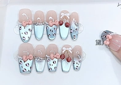 Salon-Quality Press On Nails for Women -  French Tip Fake Nails with Glossy Finish