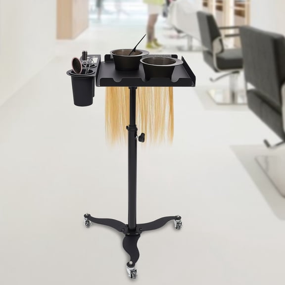 Salon Rolling Tray Beauty Hair Stylist Storage Mobile Trolley Cart with 2 Bowls