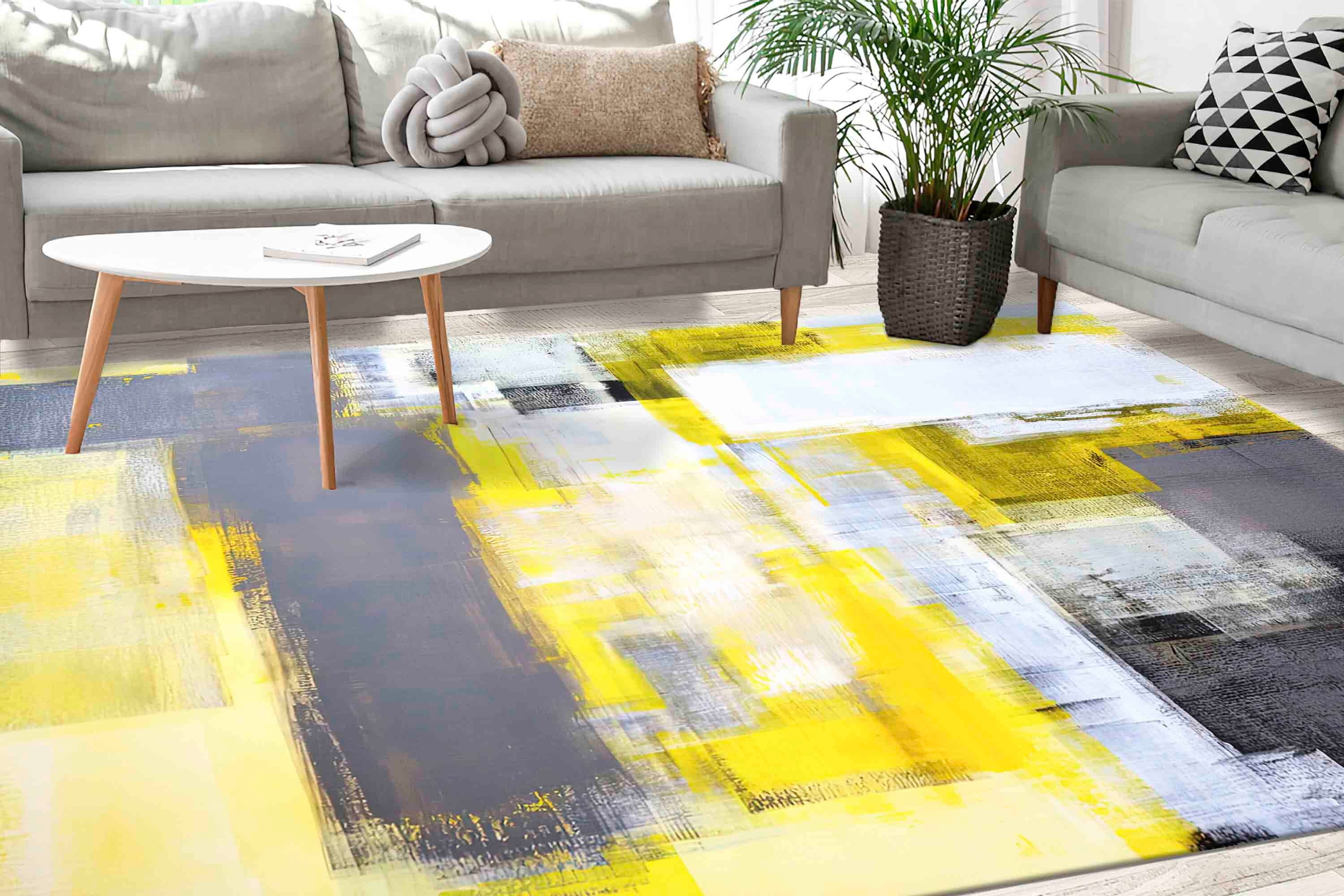 Salon Rug, Wedding Rug, Modern Rug, Kitchen Rug, Yellow And Gray Rugs ...