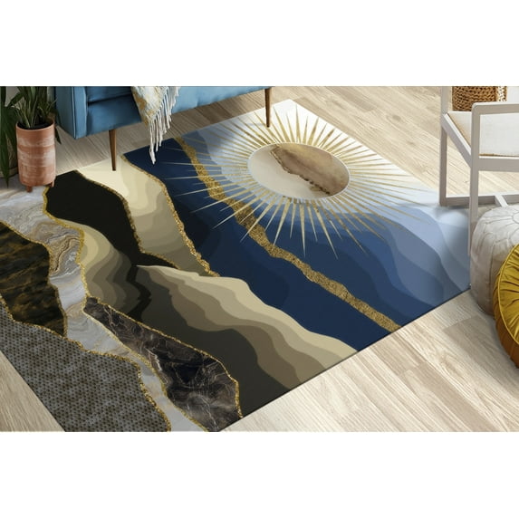 Salon Rugs, Landscape Rugs, Boho Landscape Rug, Soft Rug, Home Decor Rugs, View Rugs, Sun And Mountain Landscape Rug, 3D Printeds Rugs, 5.9'x9.2' - 180x280 cm