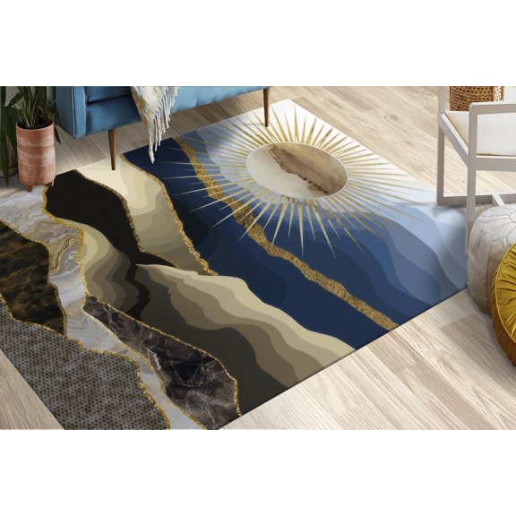 Salon Rugs, Landscape Rugs, Boho Landscape Rug, Soft Rug, Home Decor Rugs, View Rugs, Sun And Mountain Landscape Rug, 3D Printeds Rugs, 3.3'x5' - 100x150 cm