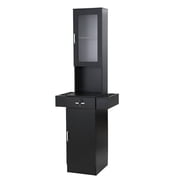 Salon Station for Hair Stylist,Hair Styling Organizer Equipment with Glass Door,Tool Dryer Holders, Salon Beauty Spa Barber Equipment, Black