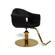 Salon Styling Chair MILLA Black Seat Gold Base, Beauty Salon Barbershop Hair Studio Professional Furniture and Equipment