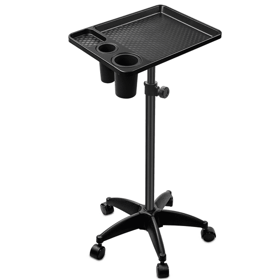 Salon Tray Cart on Wheels, Adjustable Height Service Rolling Tray with Hairstylist Holder, Storage Accessory for Salon Spa Dental Use, Rolling Hair Cart,Tattoo Table