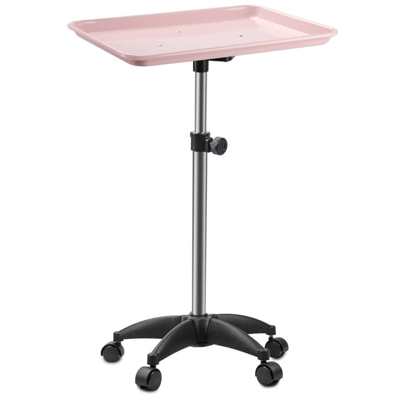 Salon Tray On Wheels Tattoo Tray Rolling Trolley Adjustable Height Storage Utility Cart for Clinic Spa Rolling Tray ((Pink)