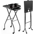 thumbnail image 1 of Salon Trolley Cart with Wheels 2 Color Bowls 1 Drawer, Folding Salon Service Tray Color Cart for Hair Stylist, Beauty Styling Tattoo Barber Shop Tools Storage Organizer, 1 of 9