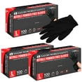 thumbnail image 1 of Salon World Safety Black Nitrile Disposable Gloves, 3 Boxes of 100, Size Large, 4 Mil Thick - Latex Free, Powder Free, Textured Tips, Food Safe, Comfortable, Extra-Strong Protective Working Gloves, 1 of 7